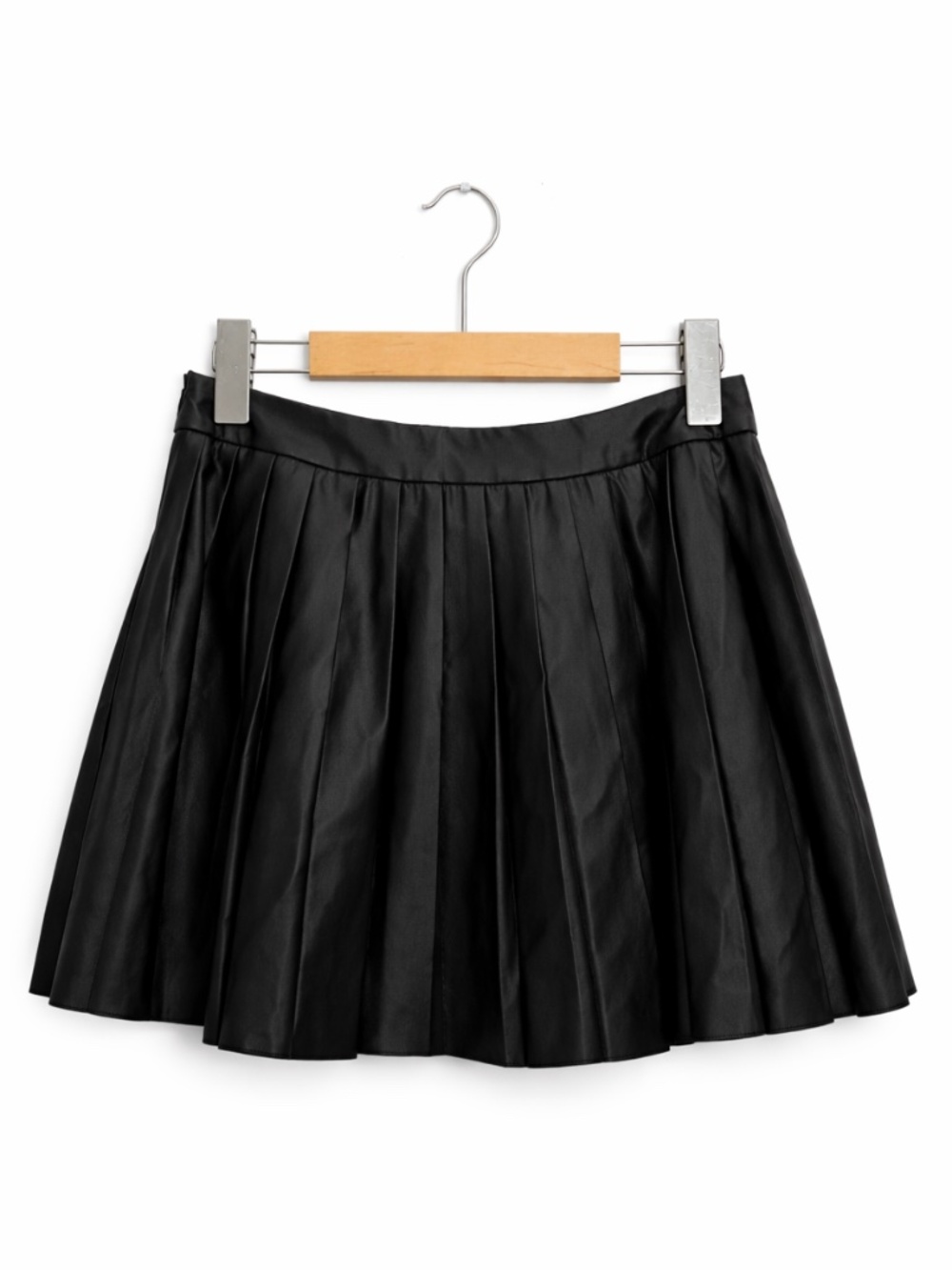 Kendall & Kylie Black Pleather Pleated Skater Skirt – Size Small EUC